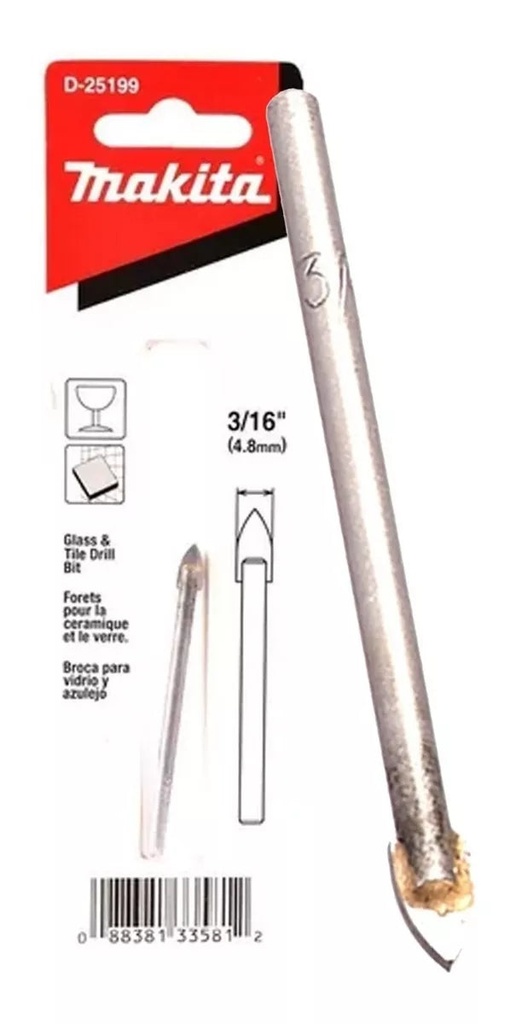 Broca Para Vidrio 3/16"x2" Makita D-25199