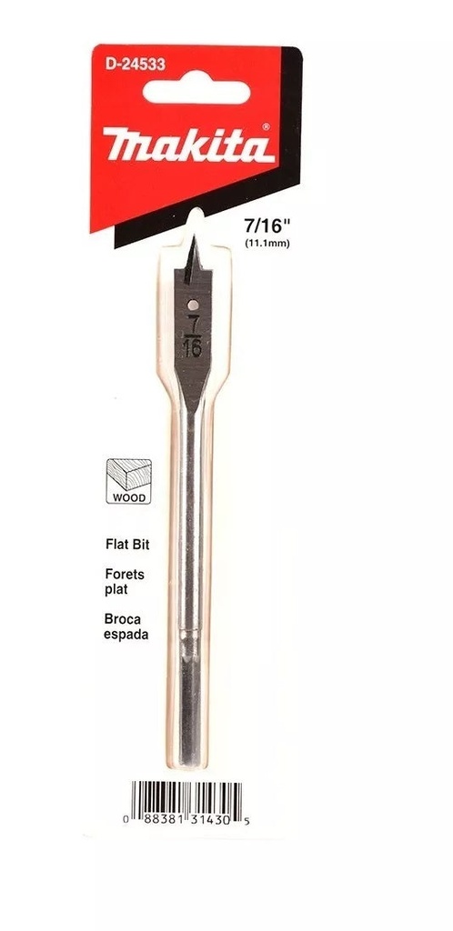 Broca Plana Para Madera 7/16" X 6" Makita D-24533
