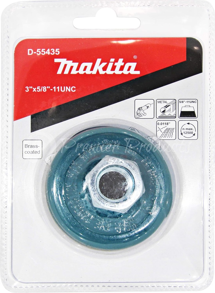 Carda Copa de Alambre Ondulado Latonado 3" 5/8" Makita D-55435