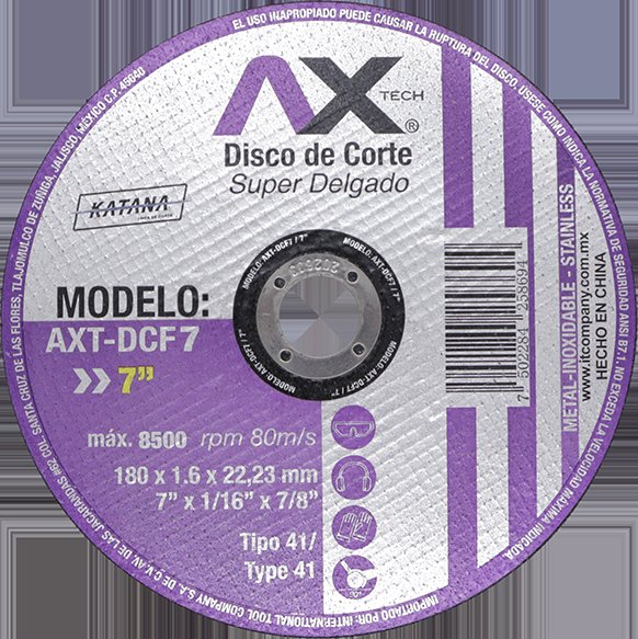 Disco De Corte Super Delgado De 7" X 1.6MM X 7/8" Ax Tech AXT-DCF7
