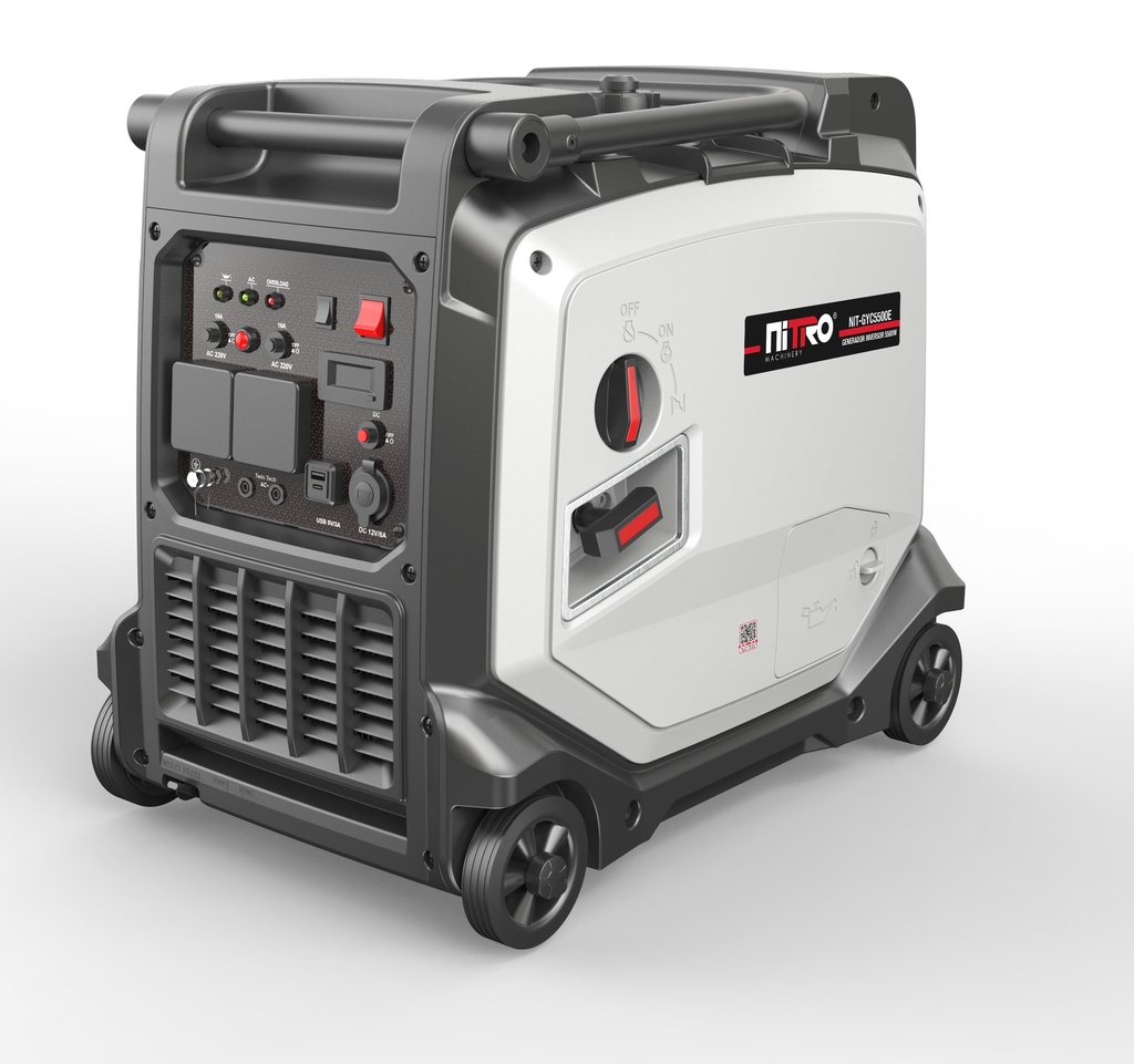 Generador inverter silencioso 5,500 W, 11 HP, 110/220 V, con marcha y batería NIT-GYC5500E