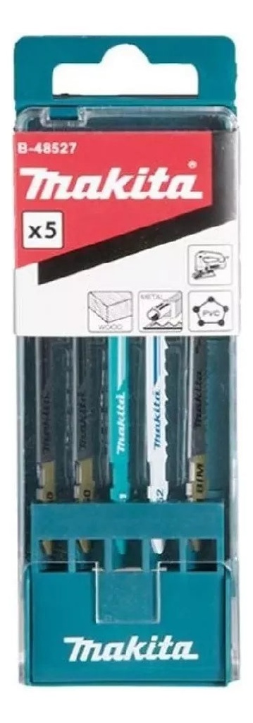 Jgo de Seguetas P/Caladora 5PZ Metal,Madera,BIM Cja Plastico Makita B-48527