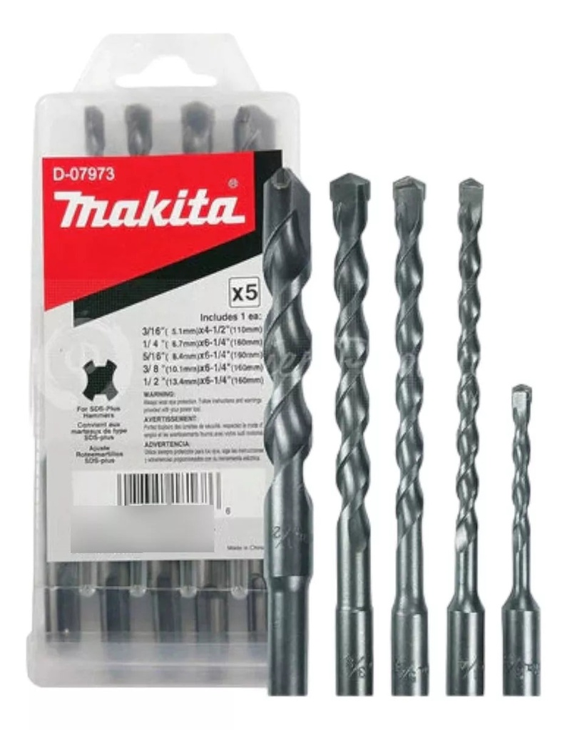 Juego De Brocas Para Concreto (5 Pzas) Makita D-07973