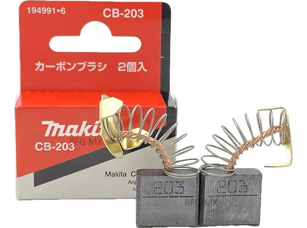 Juego De Carbones CB-203 P/2414NB,LW1401,LW1400,HW1300,1200 Makita 194991-6
