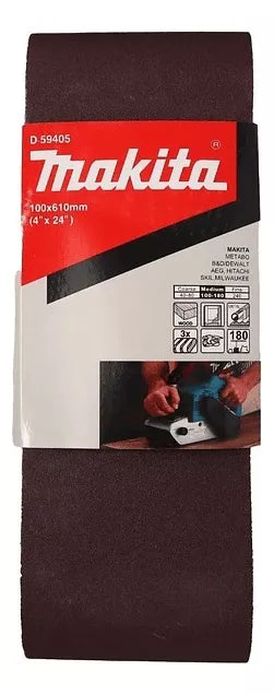 Juego de 3 Piezas De Lijas de Banda G-180 Para 9404 4" X 24" Makita D-59405