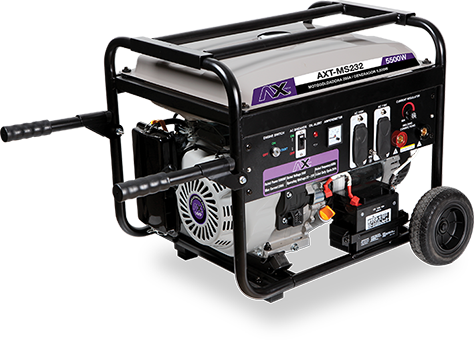 Motosoldadora Gasolina 200A, 110V/60Hz, 13HP, 5,000Wtts, Con Marcha, Bateria Y Llantas Ax Tech AXT-MS232