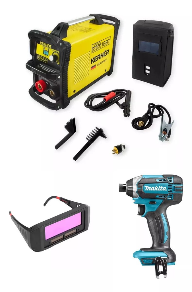 Soldador Kerher Mma 200a Kma200 + Desatornillador Makita 18v + LB10