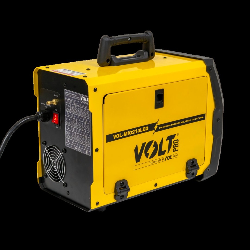 Soldadora Inversor MIG GAS NO GAS/MMA 200A, 110V, Rollo 1-5KG VOLT VOL-MIG213