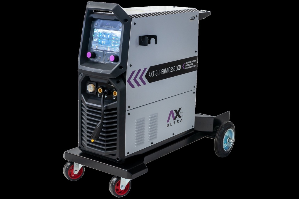 Soldadora Inversor MIG/MAG, ELEC Y TIG LIFT 250A, 220V-1PH, Pantalla LCD, 5- 15KGS Ax Tech AXT-SUPERMIG255LCD