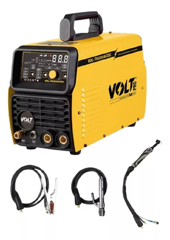 Soldadora Inversor Multiprocesos MMA Y TIG AC/DC; 110/220 Pantalla LED VOLT VOL-TIG200ACDC