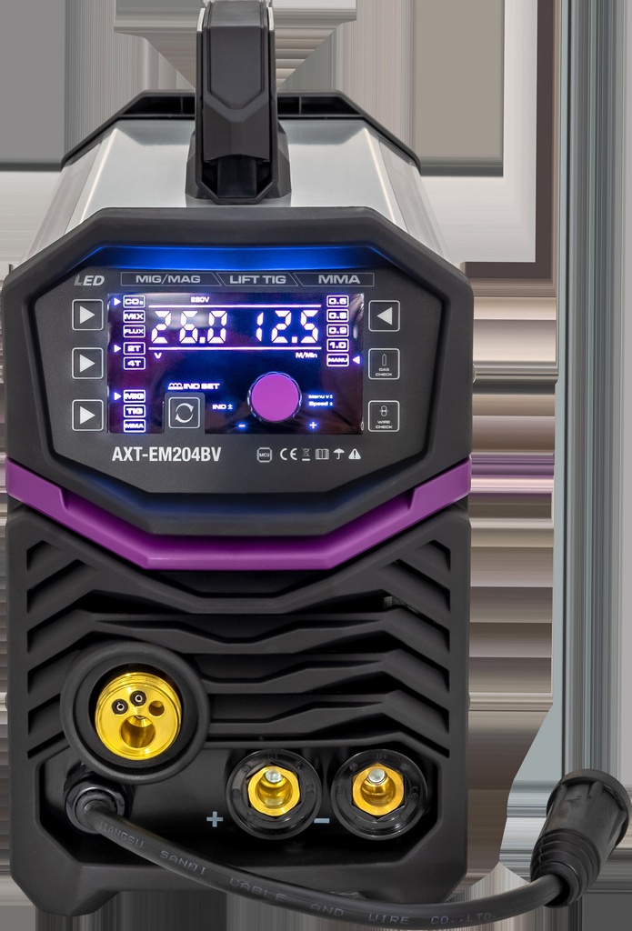 Soldadora Inversora Micro alambre, Gas/No Gas, Electrodo Y TIG LIFT Ax Tech AXT-EM204BV