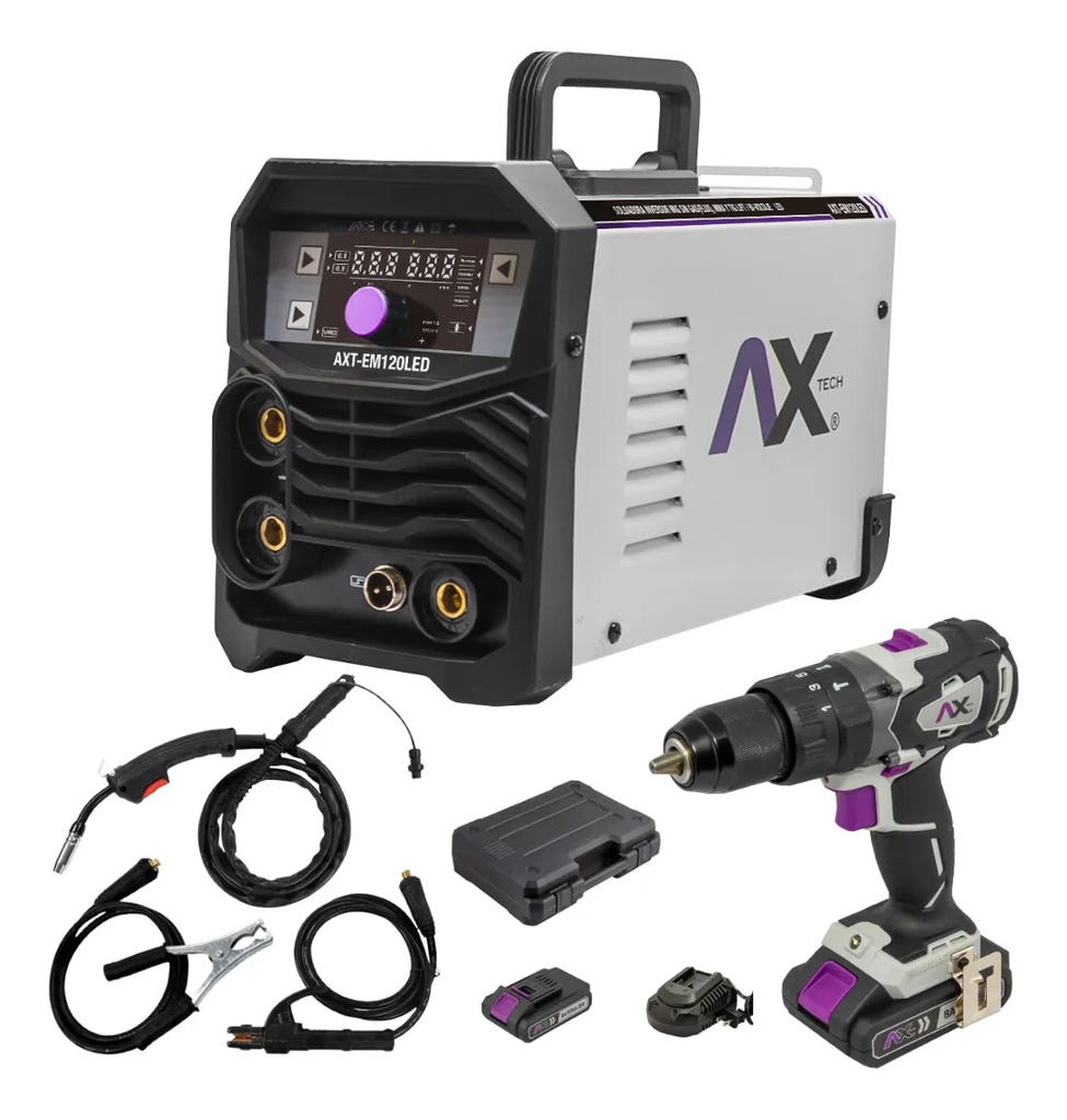 Soldadora Mig/mag 120a + Rotomartillo Axtech AXT-EM120LED-C2