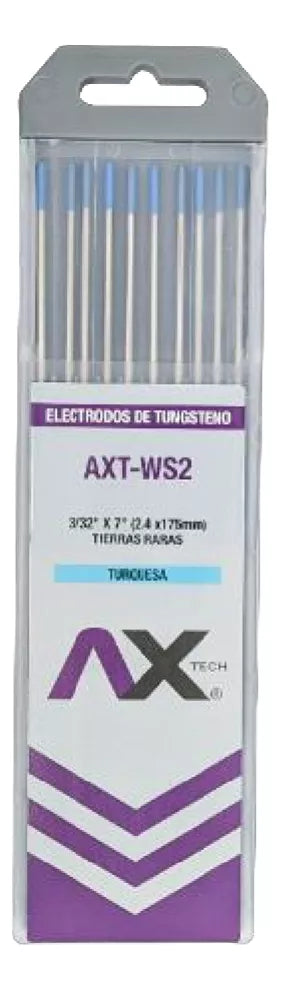 [AXT-WS2] Tungstenos Tierras Raras Color Turquesa 3/32"x7", PAQ. 10Pzs Ax Tech AXT-WS2